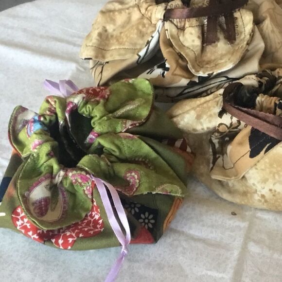 Set of 3 Handmade  Drawstring Pouches - Picture 2 of 5